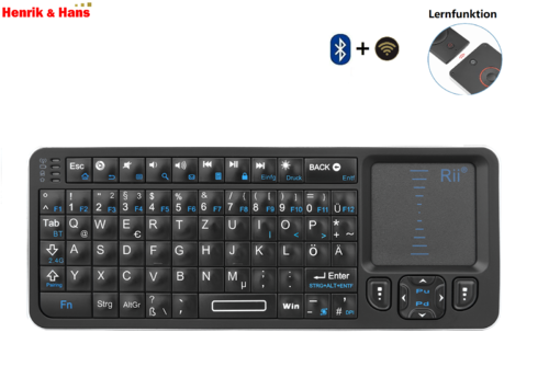 Rii K06 Mini Kabellos Tastatur Touchpad Dualmodus Bluetooth 4.0/2,4GHz Lernfunktion Backlit keyboard